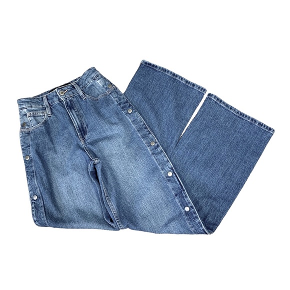 NWT Social Tourist Highest Rise Side Snap Extreme Baggy Jeans Medium Wash Denim - Picture 3 of 16